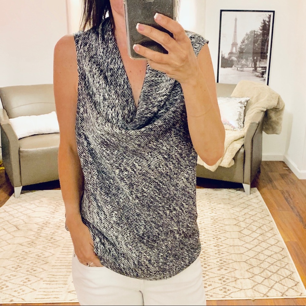 Vince Canute Black/White Cowl neck Top Size Small